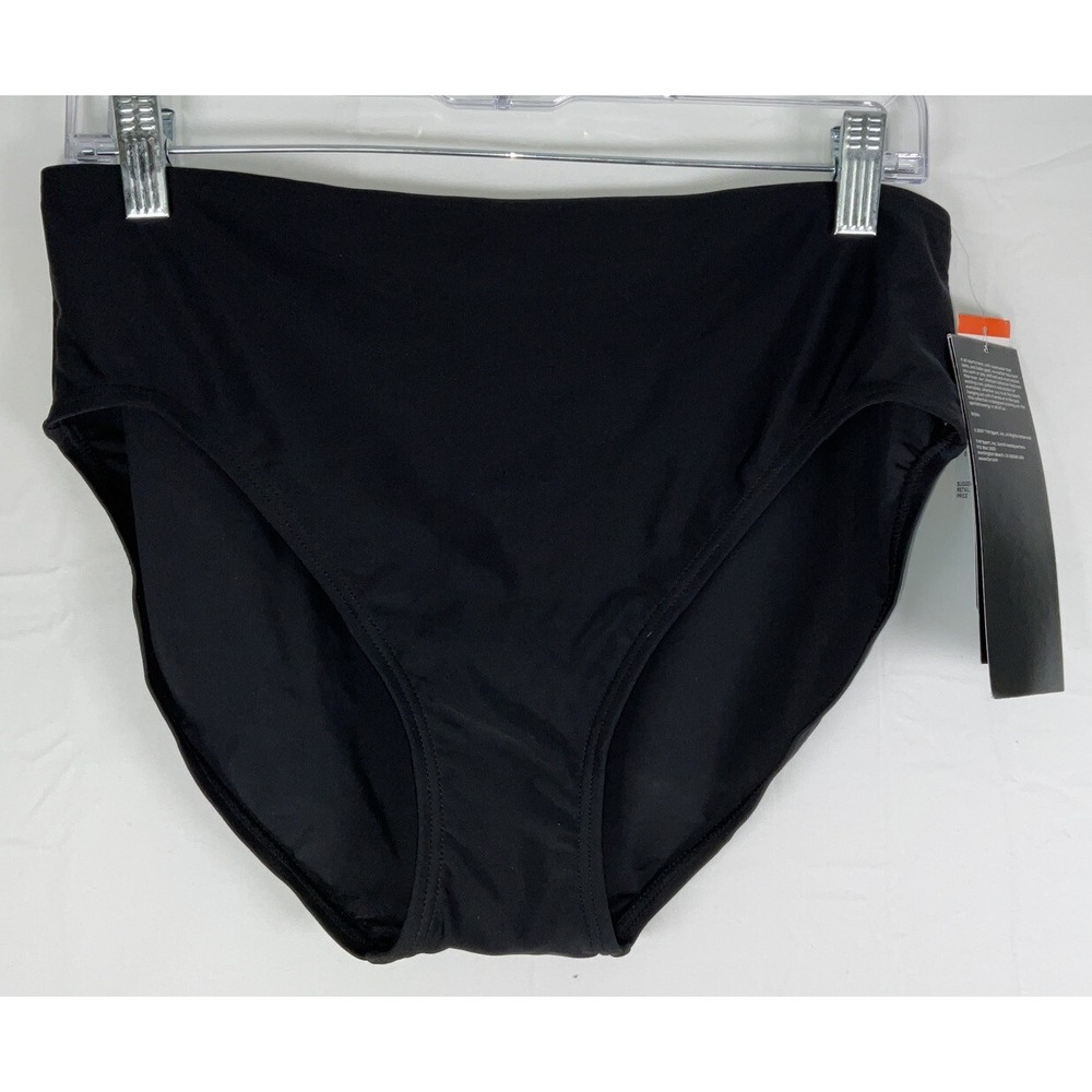 NWT Women's TYR Fitness Hi-Waist Bikini Bottom Swim Suit Solid Black Size 20